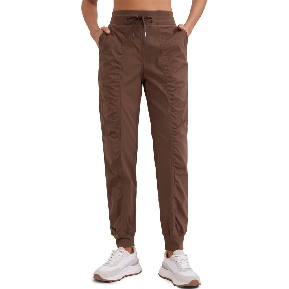 CRZ YOGA Women Casual Jogger coffee Brown Ruched Front Athletic Pants Size L NWT